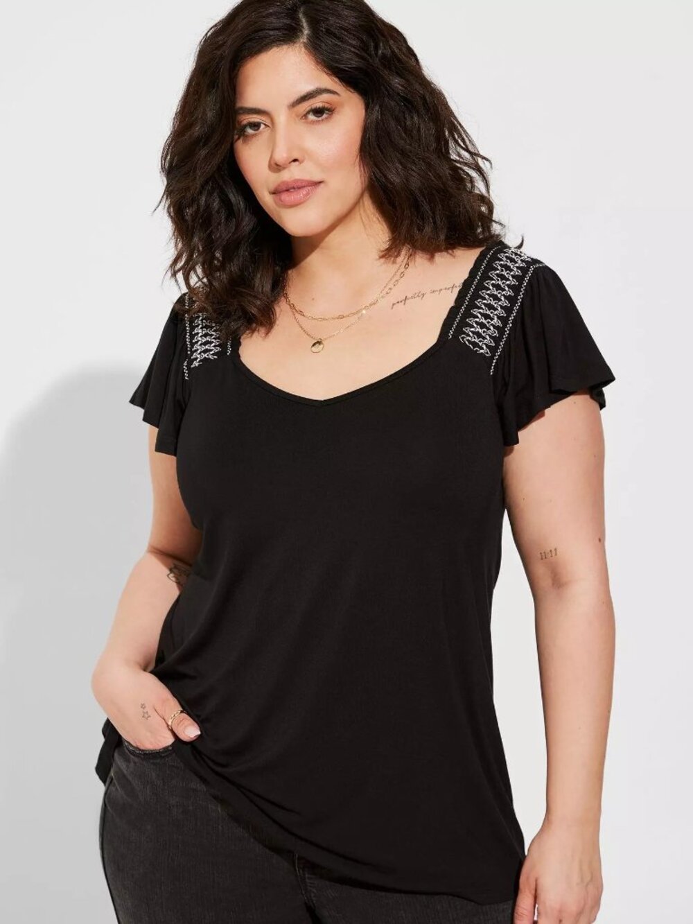 Super Soft Smocked Flutter Sleeve Top (Plus Size 6X - 30/32)